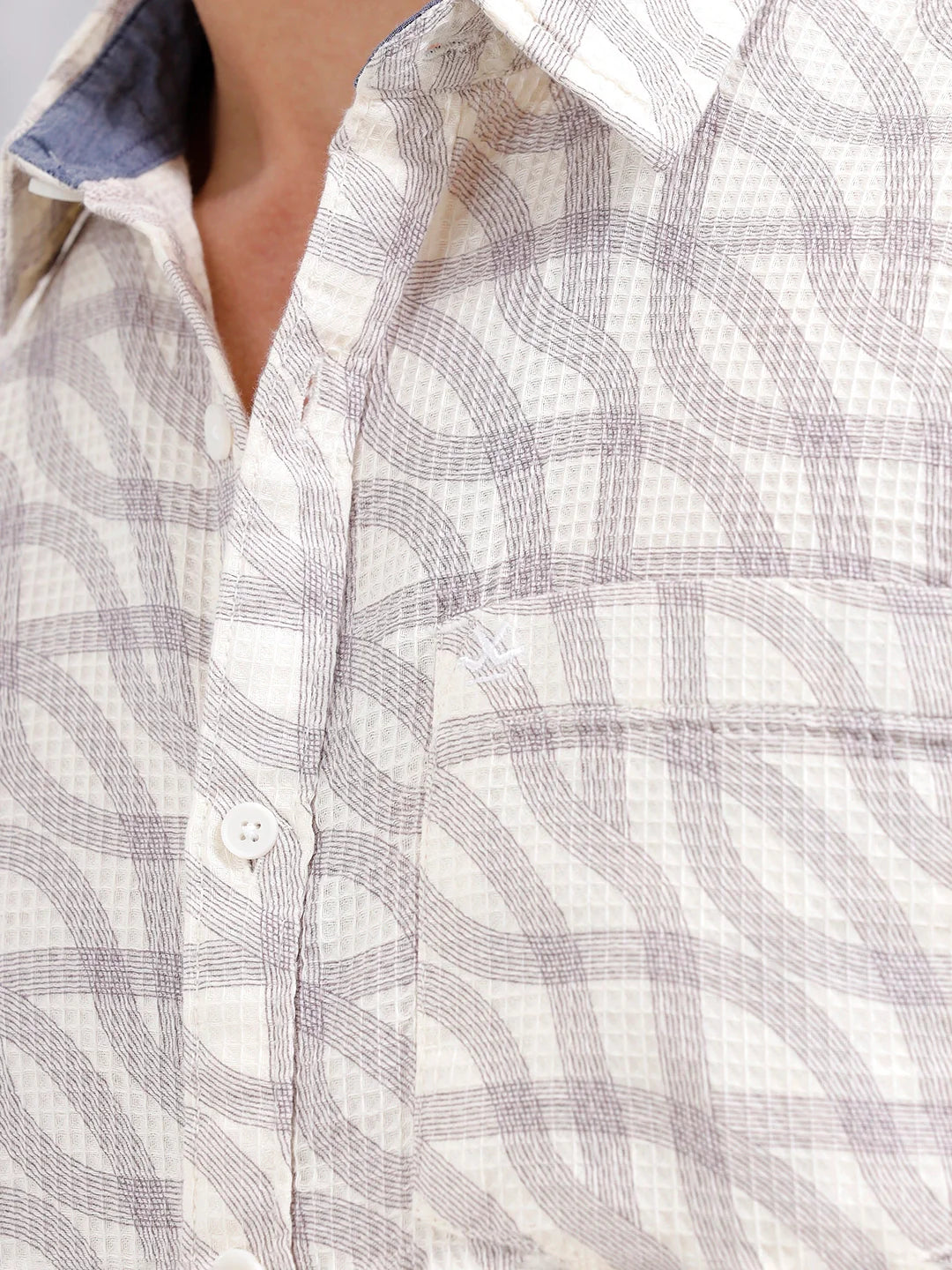 Textured Printed Slim Fit Shirt | Off White