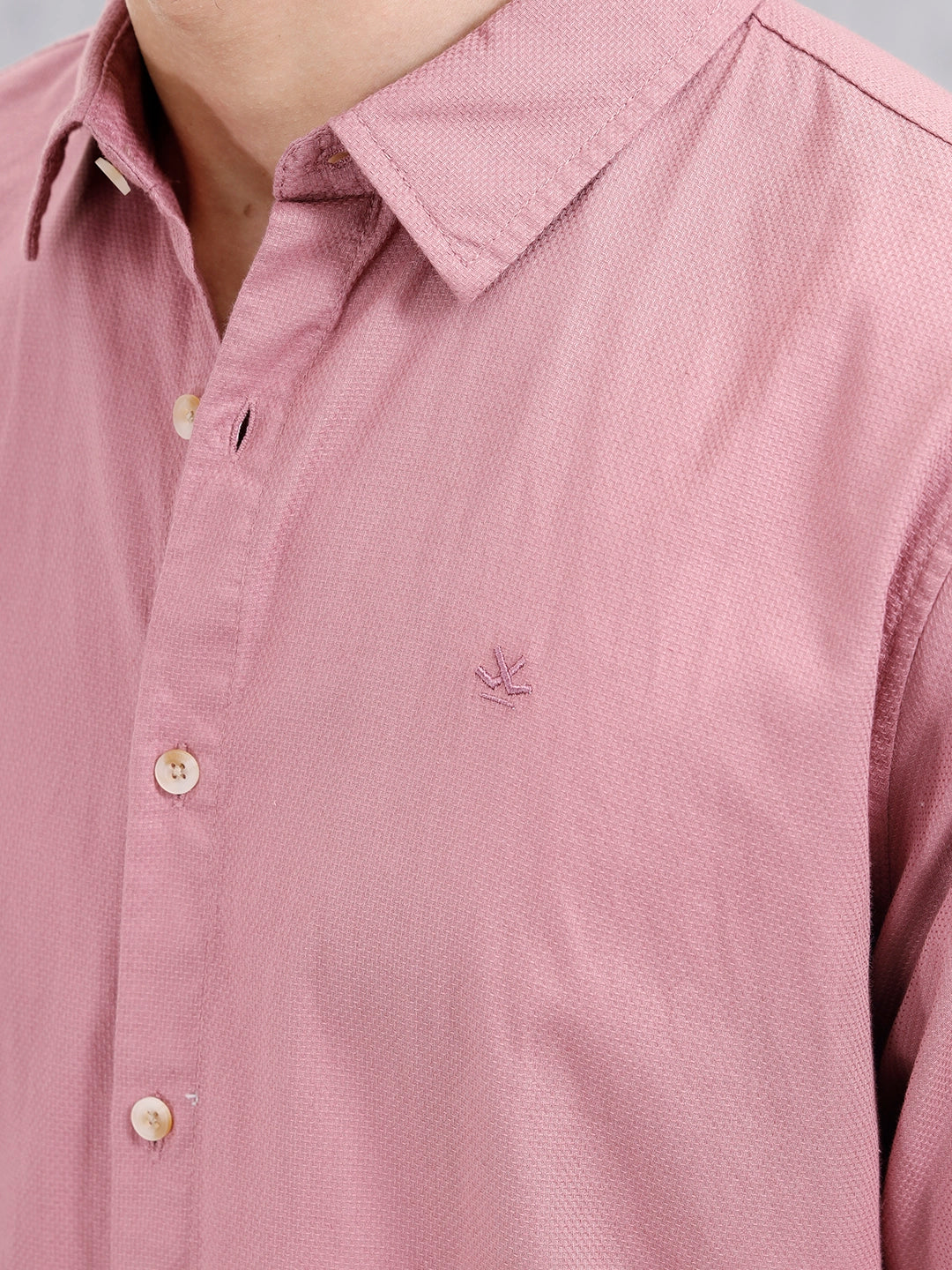 Solid 100%Cottom Slim Fit Shirt | Pink