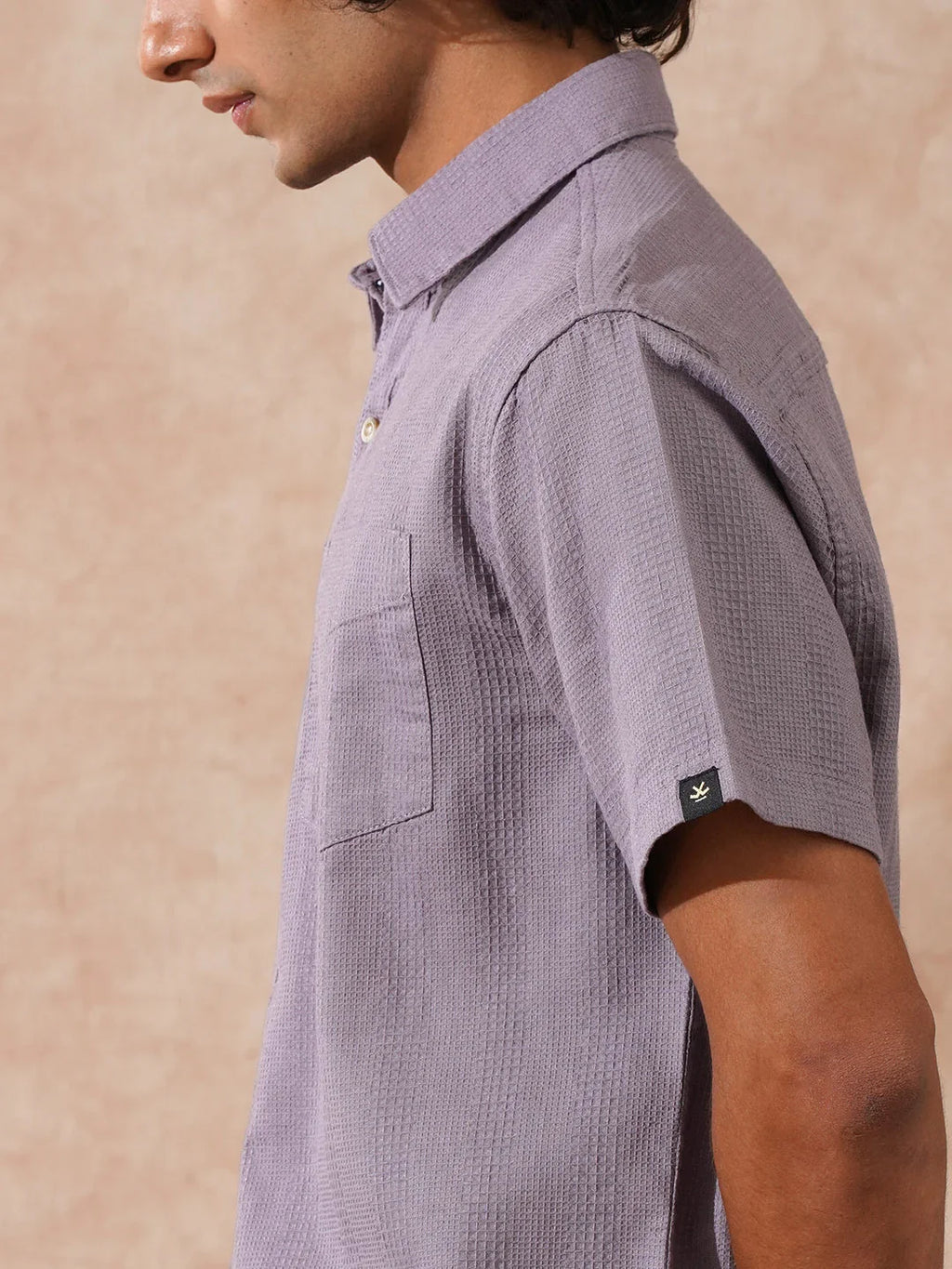 Waffle Textured Comfort Fit Shirt | Purple