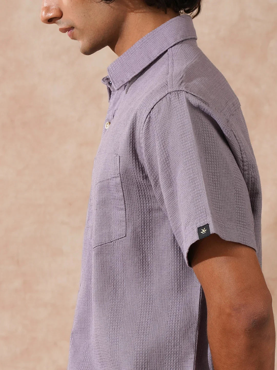 Waffle Textured Comfort Fit Shirt | Purple