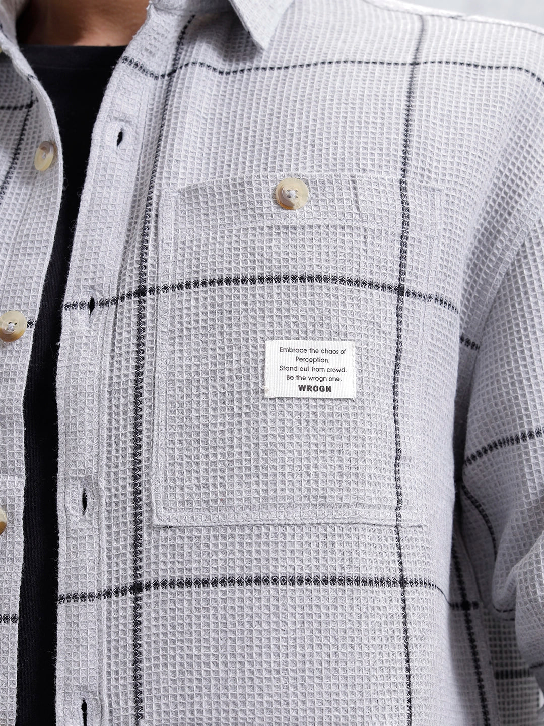 Men Checkered Pattern Oversized Fit Shirt | Grey