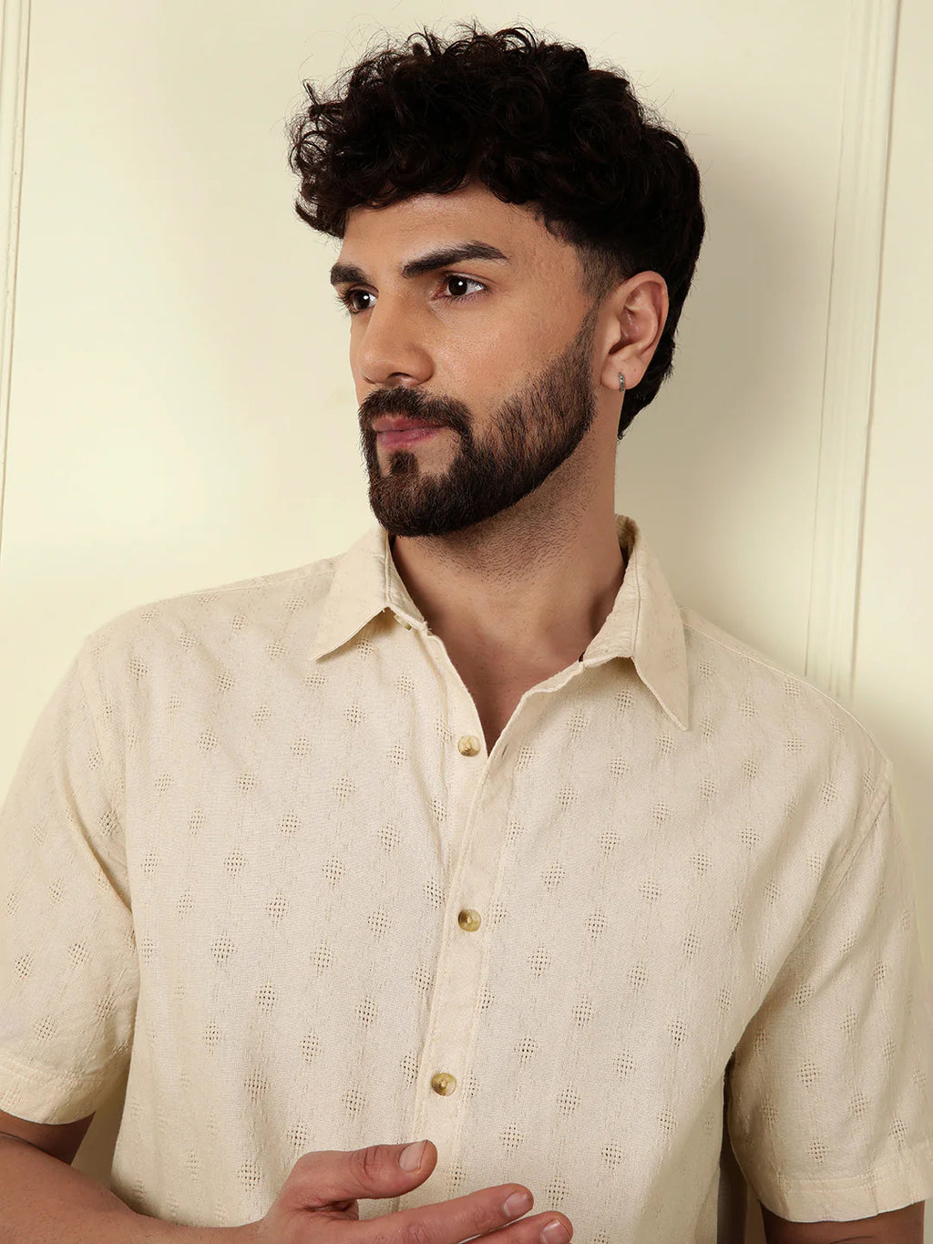 Textured Short Sleeve Shirt | Off White