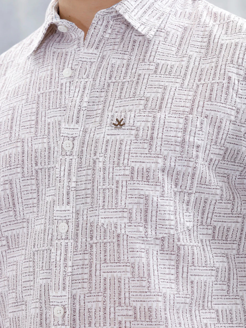 Printed Men's Casual Slim Fit Shirt | Brown