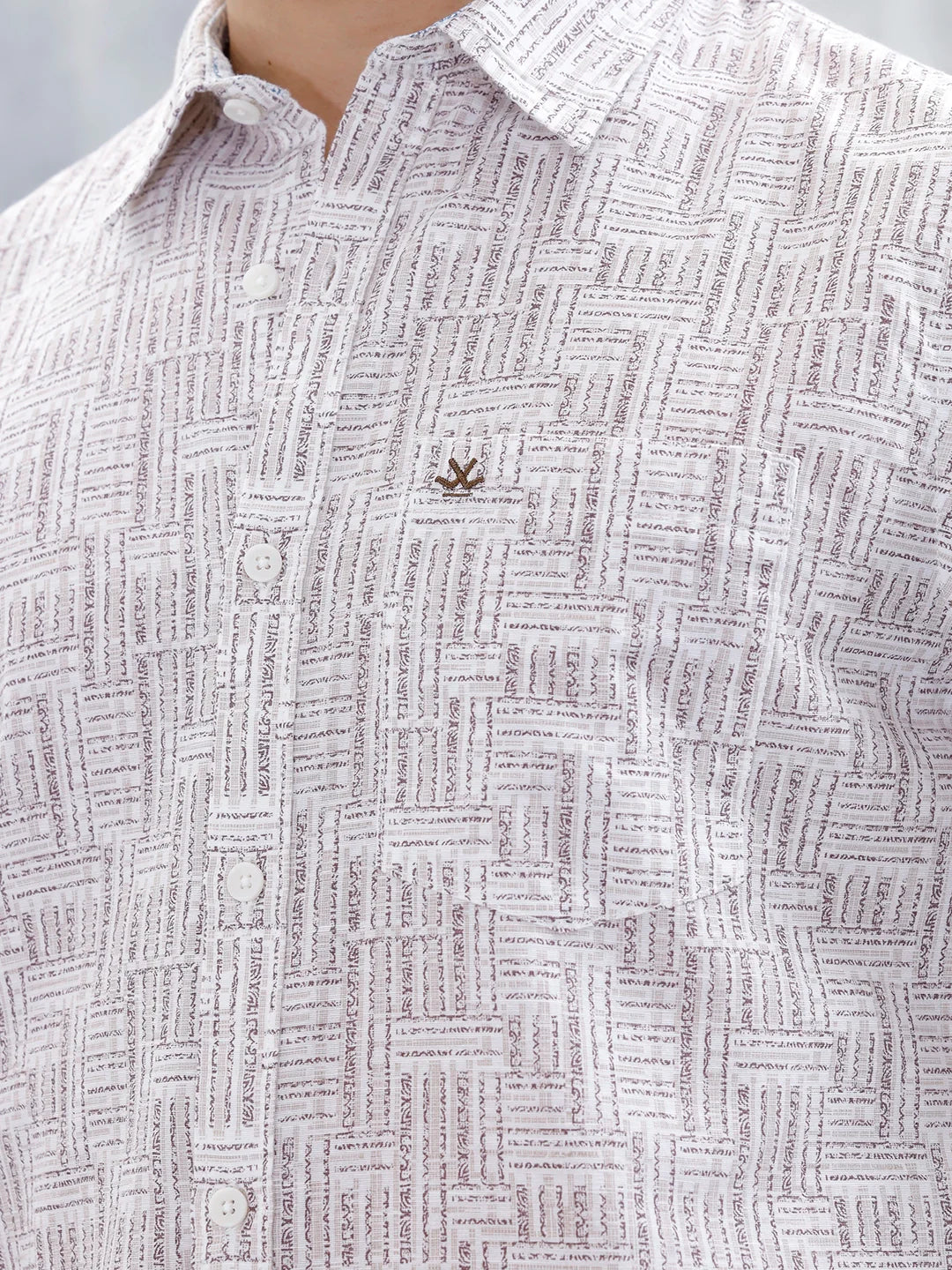 Printed Men's Casual Slim Fit Shirt | Brown