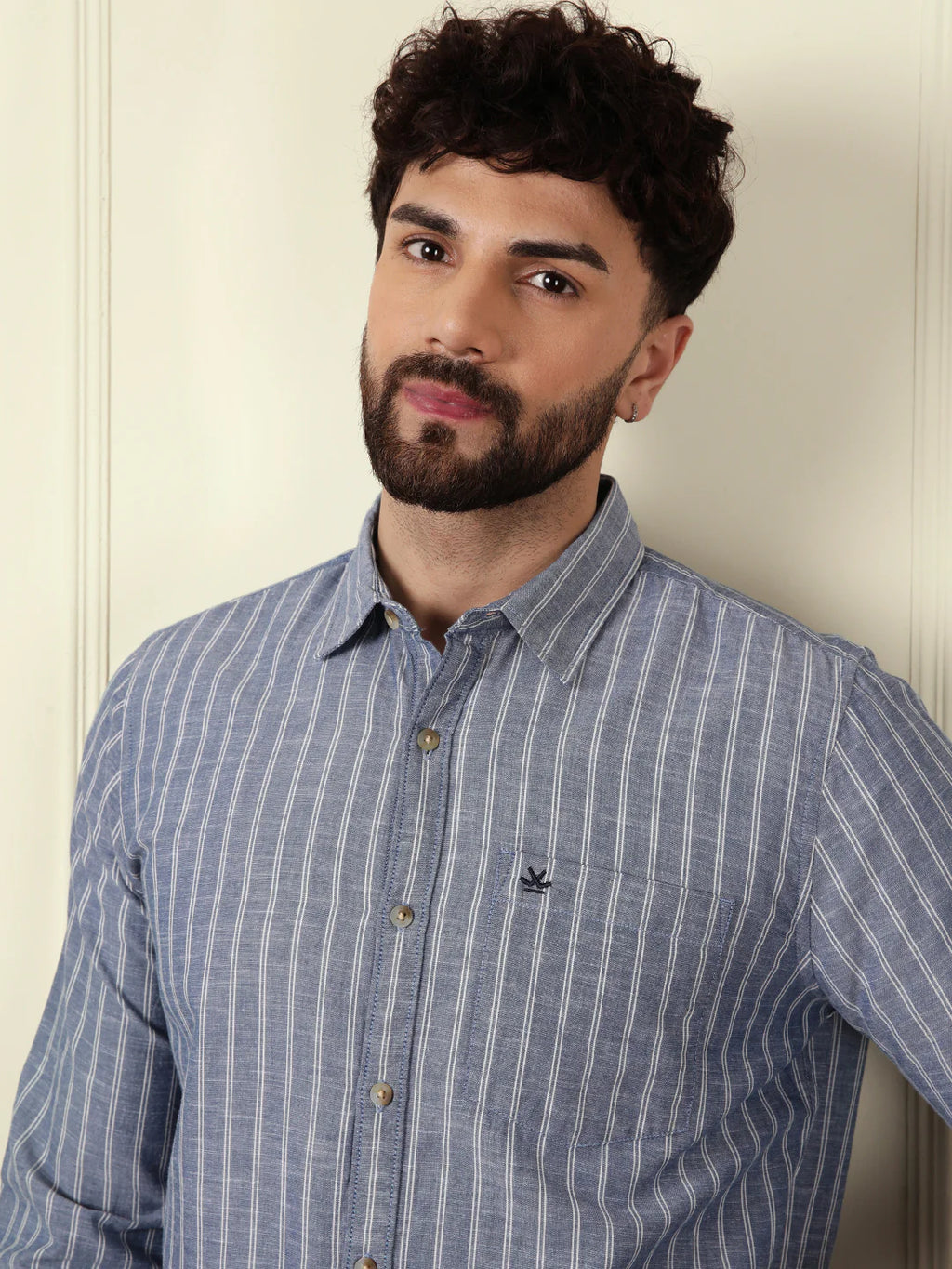 Chambray Striped Classic Shirt | Blue