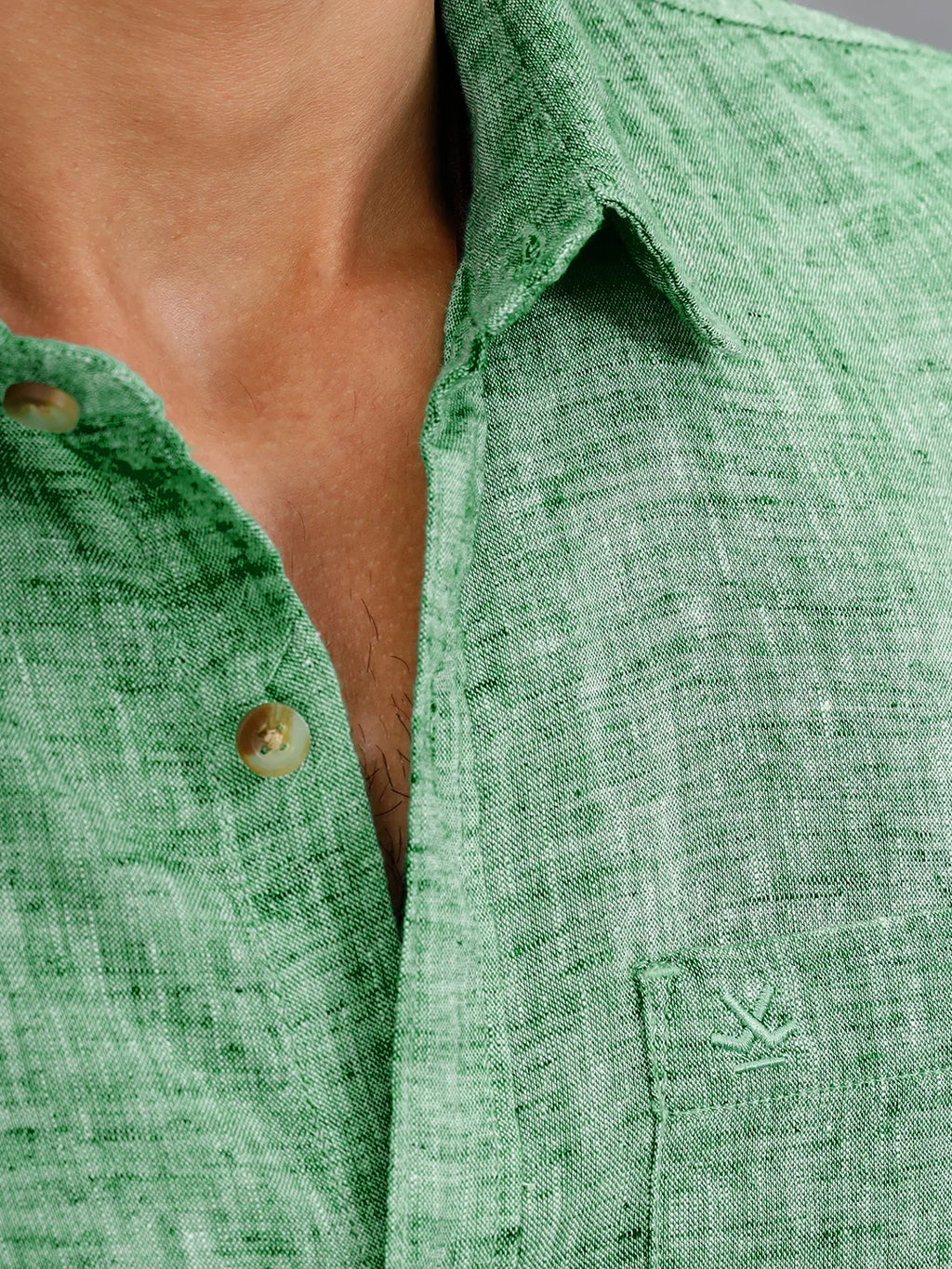 Melange Look 100%Cotton Regular Fit Shirt | Green