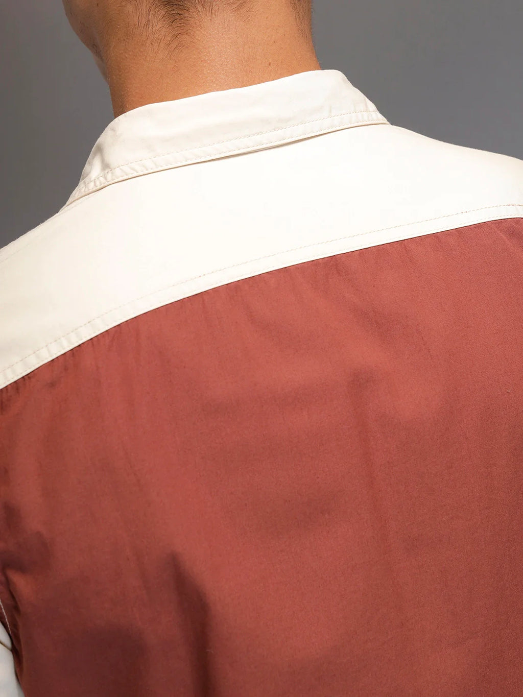 Men's Casual Regular Fit Shirt With Colourblock | Rust