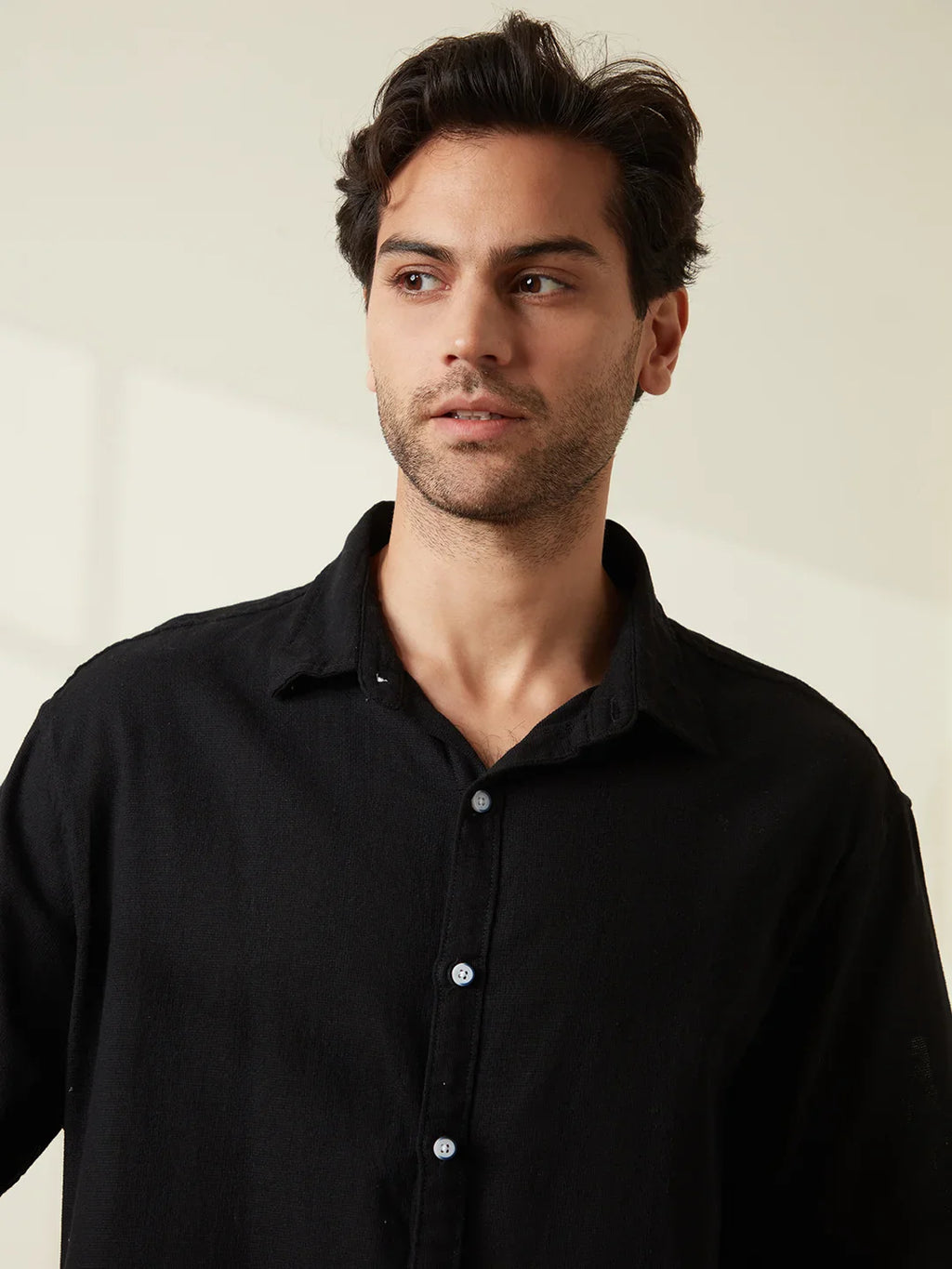 Textured Comfort Fit Shirt | Black