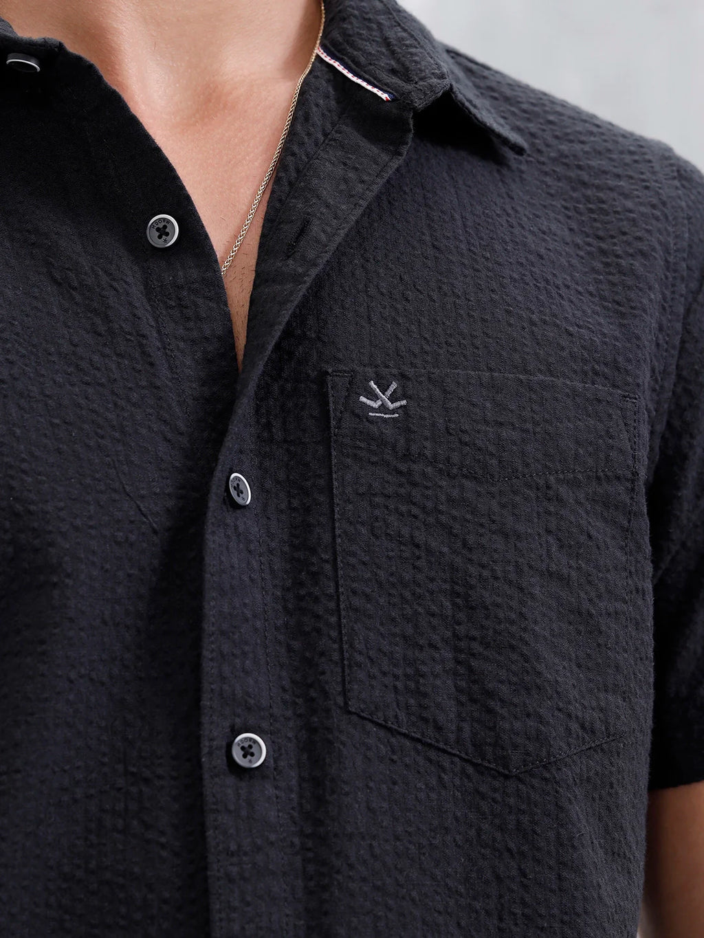 Men's Textured Casual Slim Fit Shirt | Black