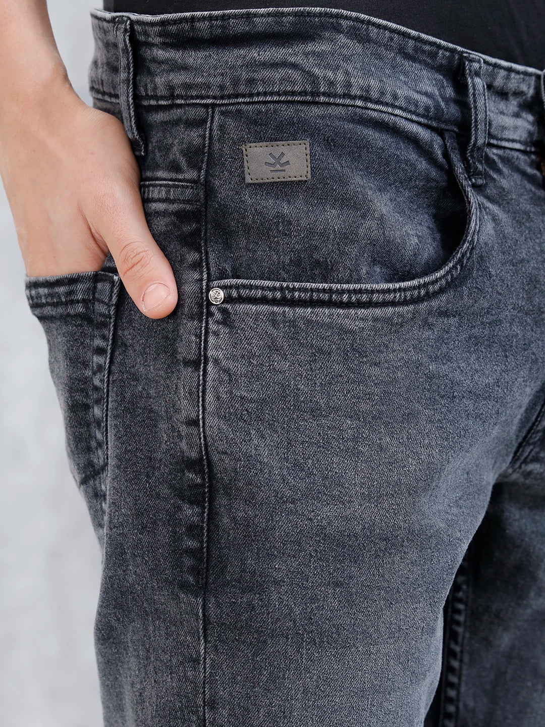 Men's Casual Slim Fit Tapered Jeans | Grey