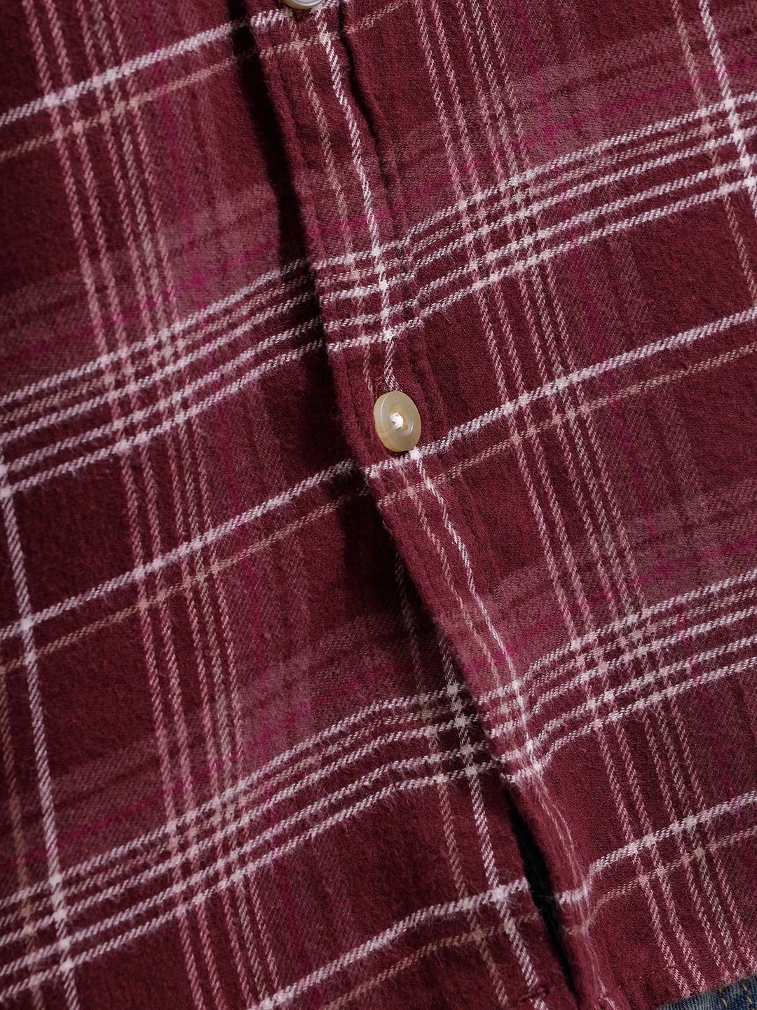 Men’s Double Pocket Checkered Pattern Shirt | Maroon