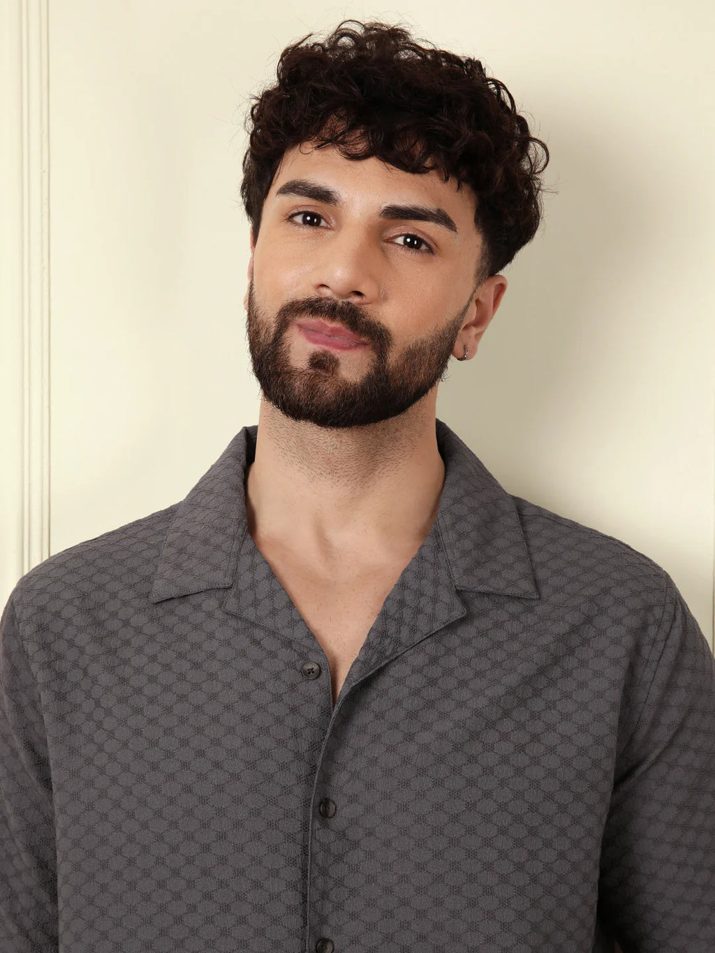 Textured Short Sleeve Shirt | Grey