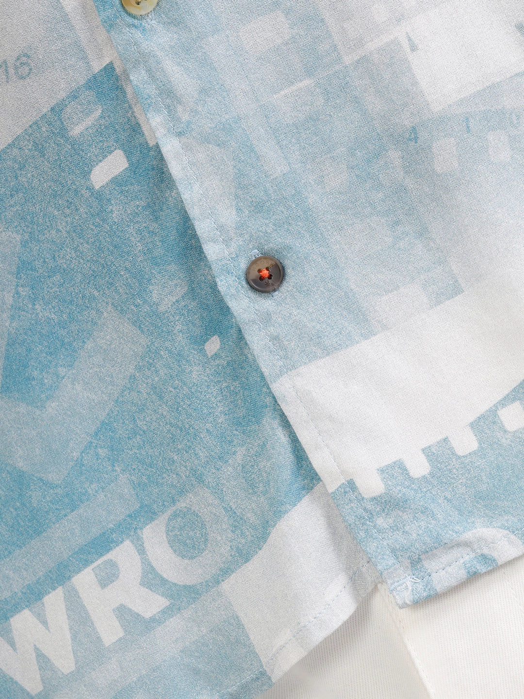 Fluid Viscose Shirt With Photo Reel Print  |  Blue
