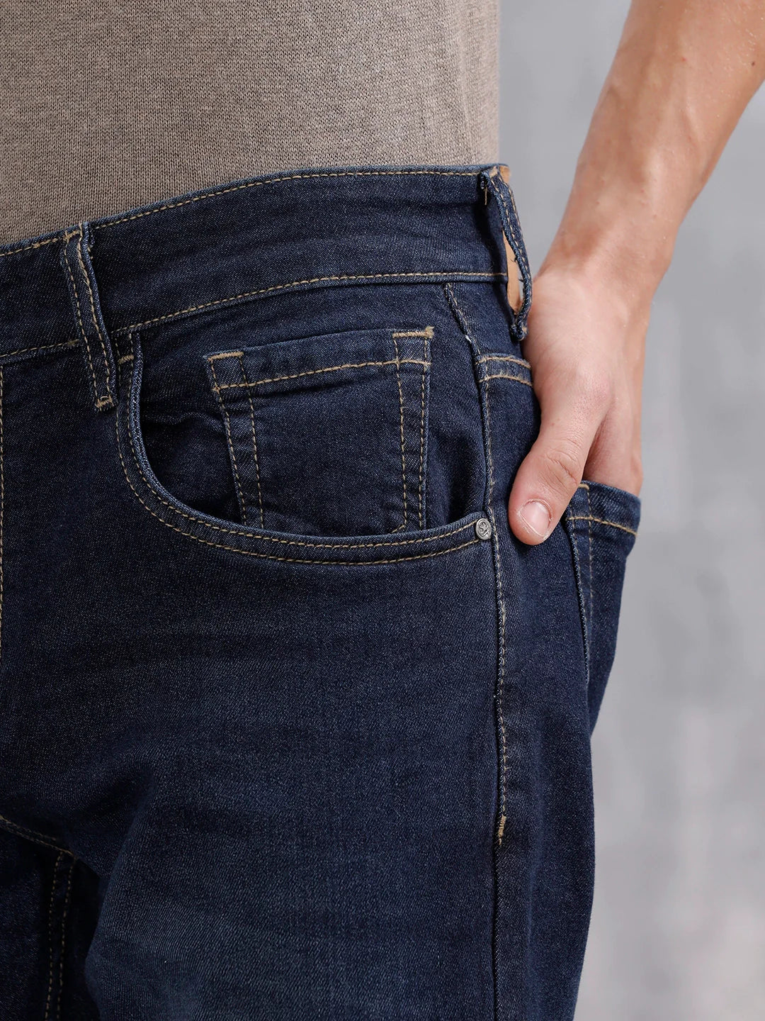 Men Casual Slim Tapered Fit Jeans | Med Stone
