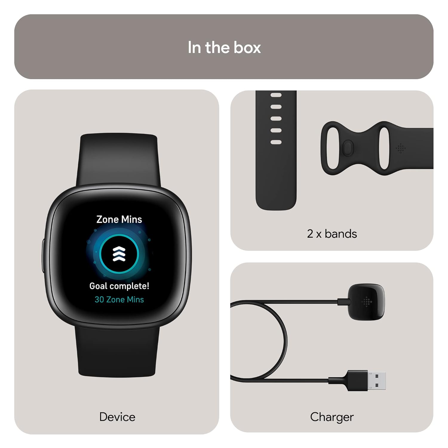 Fitbit Versa 4 Fitness Smartwatch with Daily Readiness, GPS, 24/7 Heart Rate, 40+ Exercise Modes, Sleep Tracking and more, One Size (S & L Bands Included)