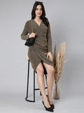 Women's Self Design Black Sheath Dress