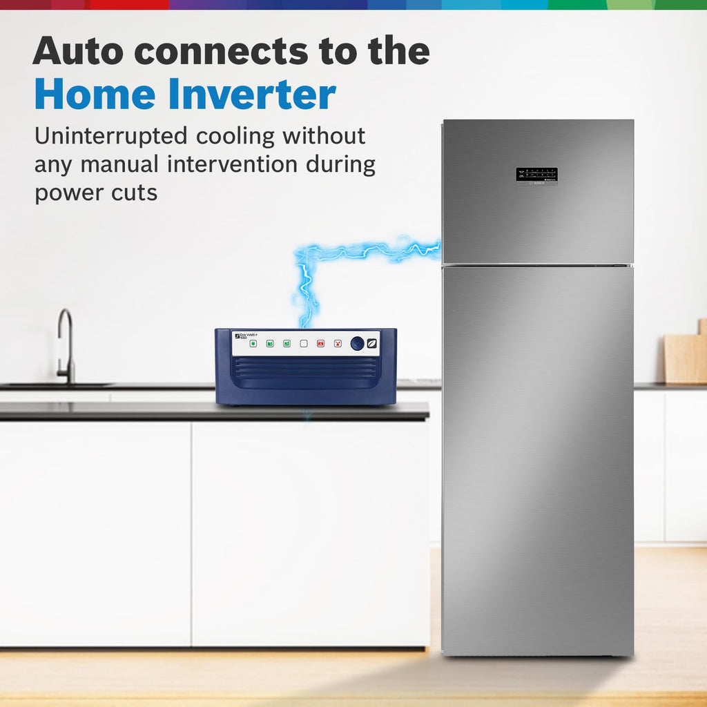 BOSCH Series 4 368 Litres 3 Star Frost Free Double Door Refrigerator (CTC39K03NI, Smoky Steel)