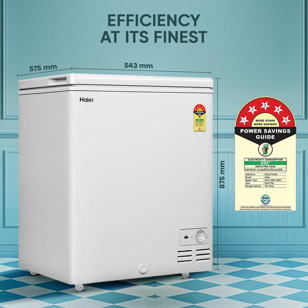 Haier 102 L Single Door Standard Deep Freezer  (White, HFC 145 SM5)