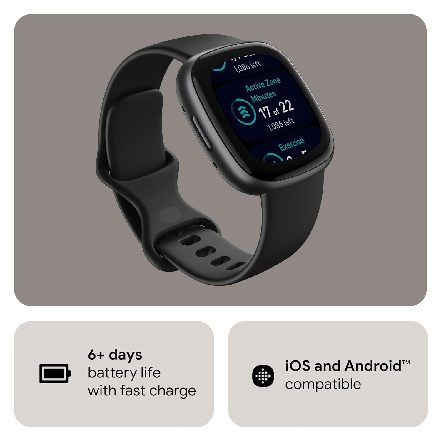 Fitbit Versa 4 Fitness Smartwatch with Daily Readiness, GPS, 24/7 Heart Rate, 40+ Exercise Modes, Sleep Tracking and more, One Size (S & L Bands Included)