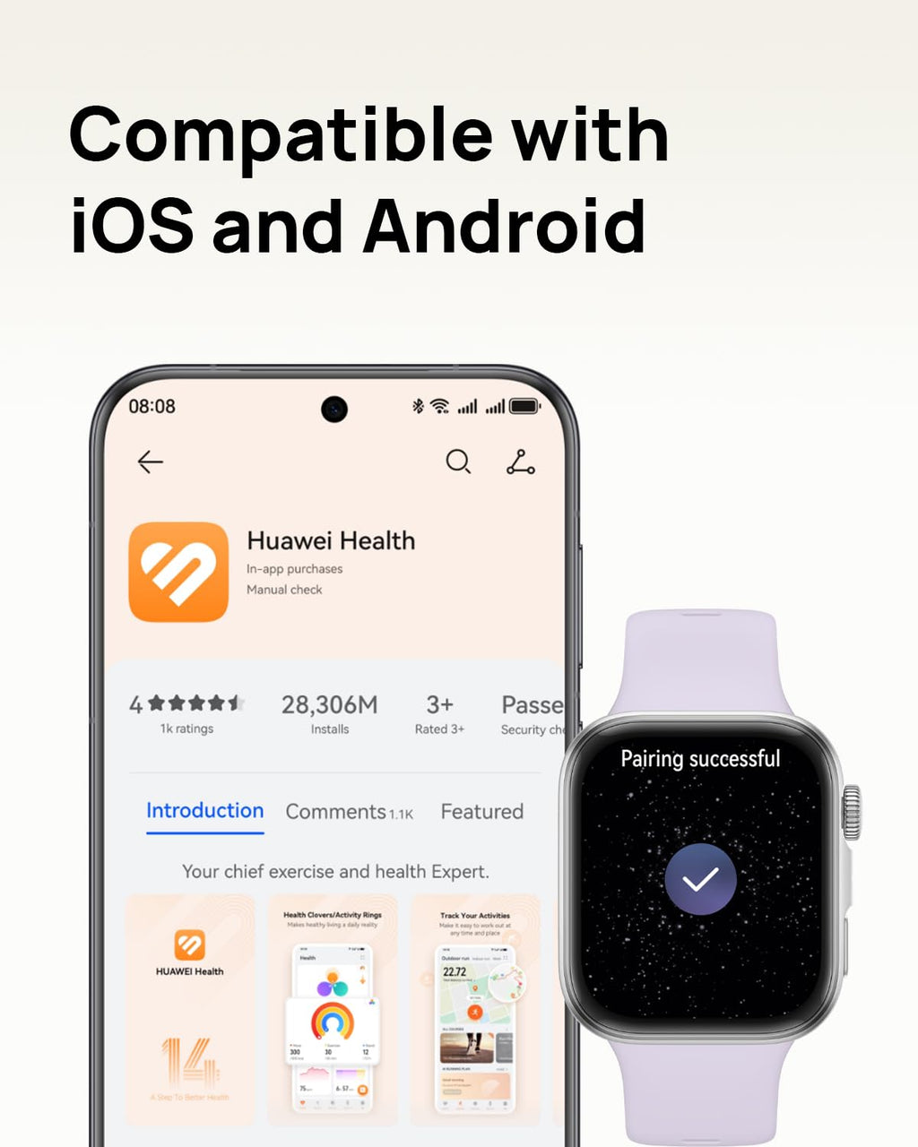 HUAWEI Watch FIT 4 smartwatch, 1.82" Large Display, Up to 10-Day Battery Life, Dual Band GPS, 100+ Sports Modes, Fitness Health Tracker, Emotional Assistant, Compatible with Android iOS