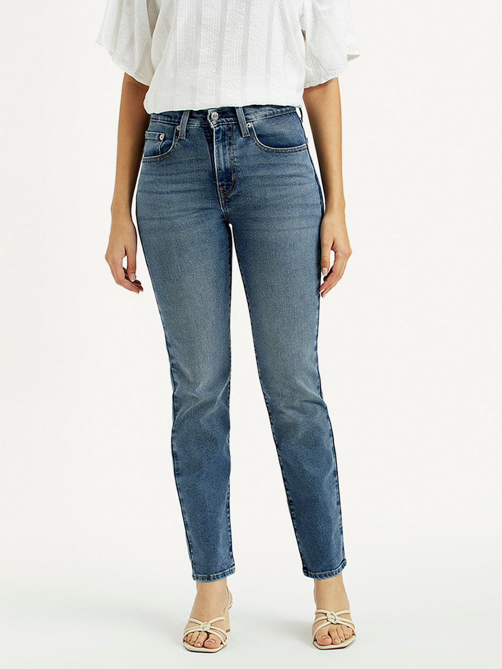 Women's 724 Med Indigo Straight Fit High Rise Jeans