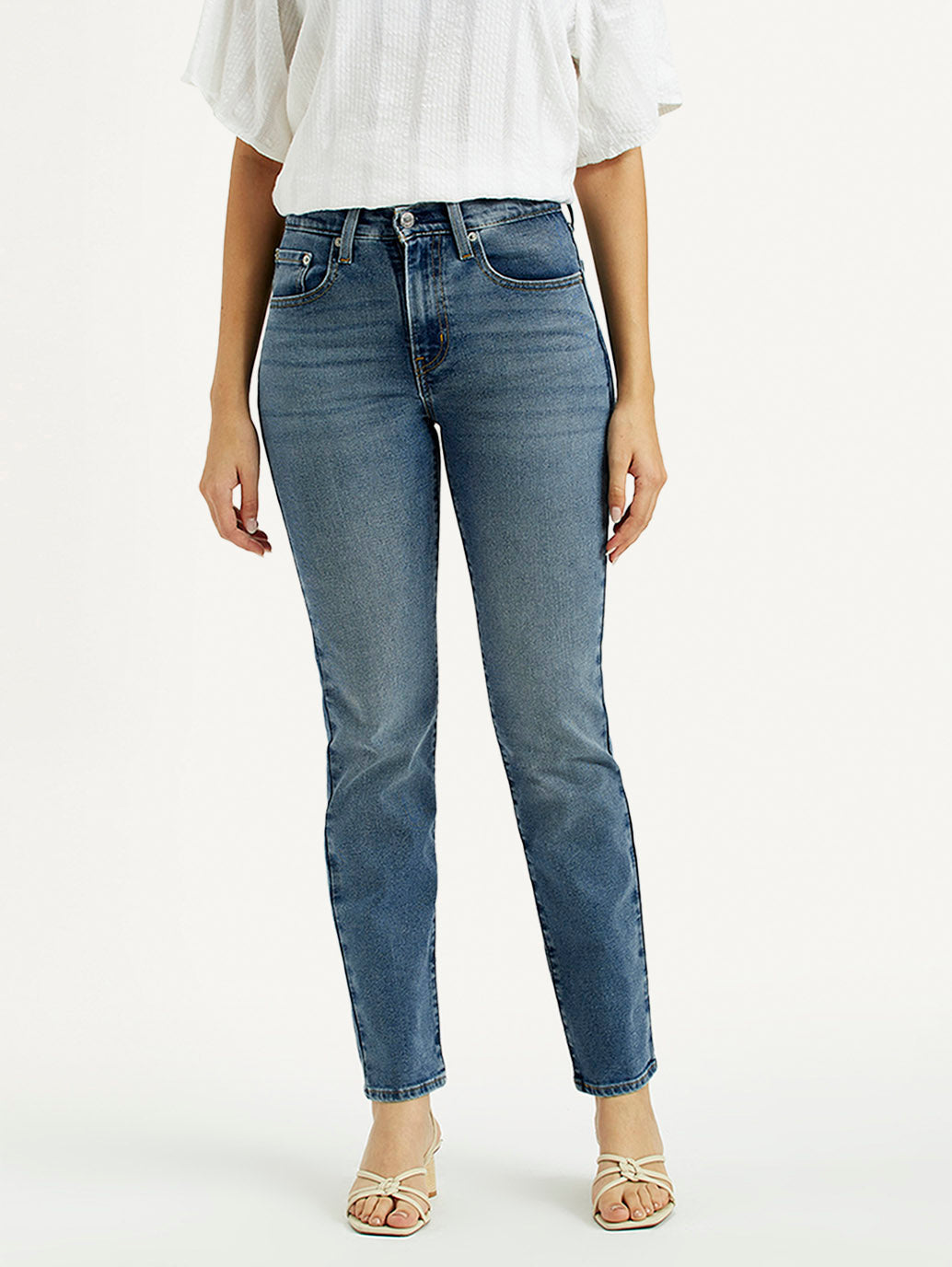 Women's 724 Med Indigo Straight Fit High Rise Jeans