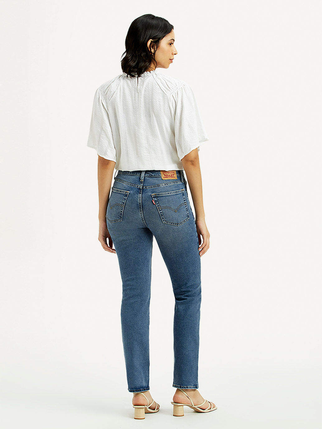 Women's 724 Med Indigo Straight Fit High Rise Jeans