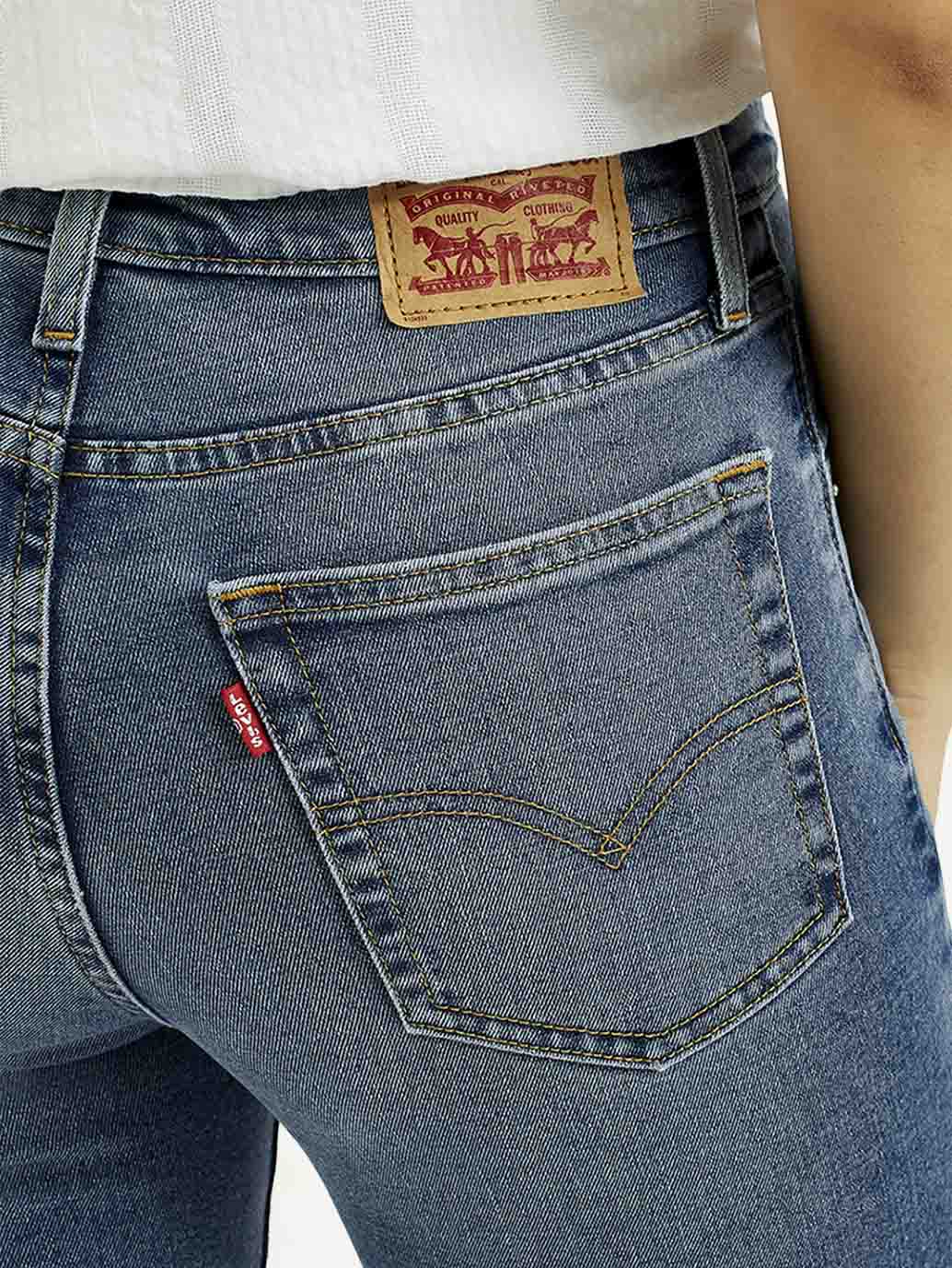 Women's 724 Med Indigo Straight Fit High Rise Jeans