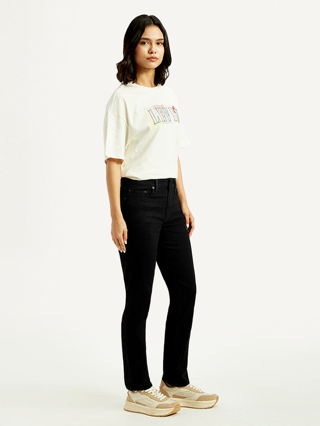 Women's 724 Black Straight Fit High Rise Jeans