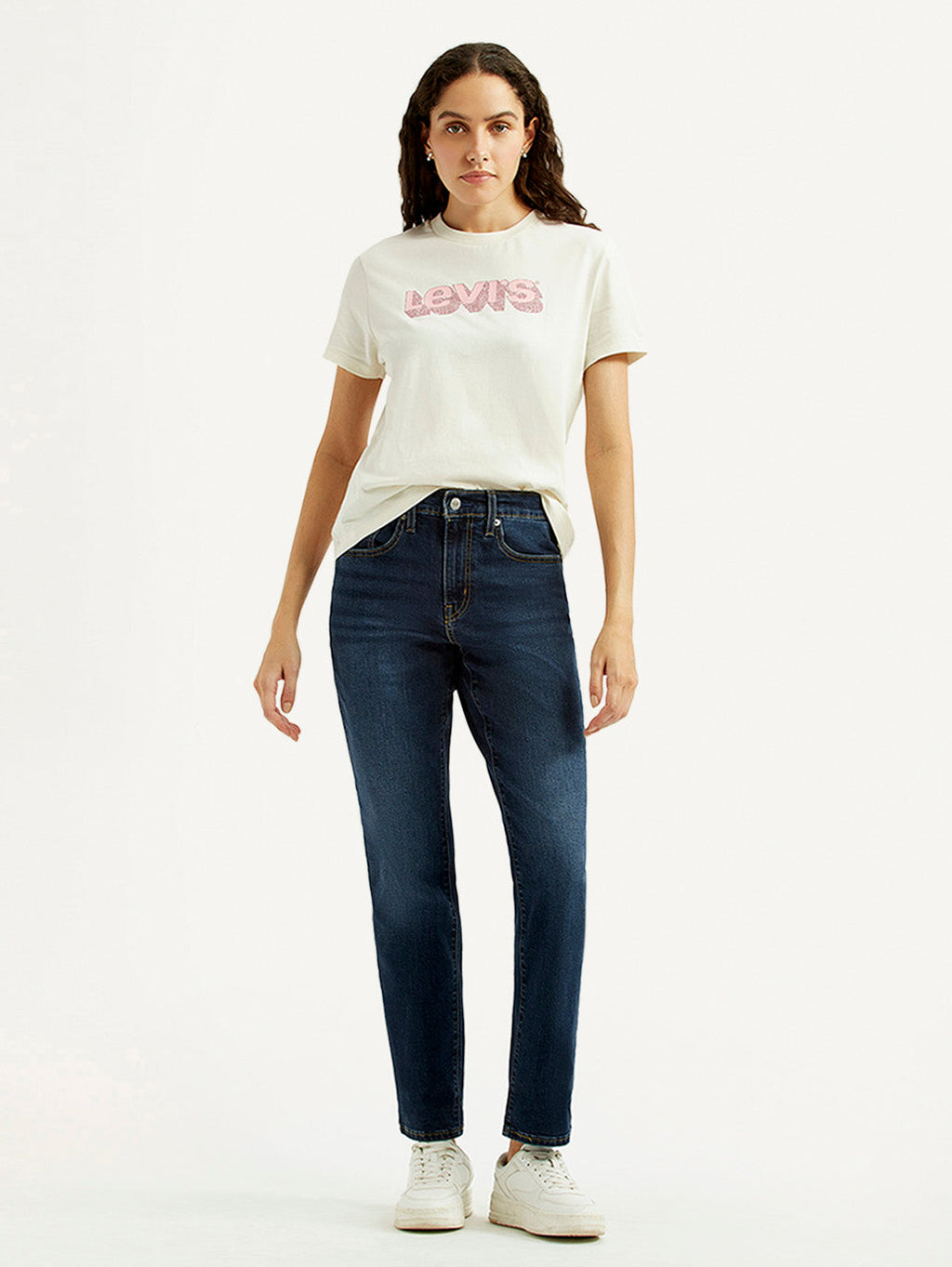 Women's 724 Navy Slim Straight Fit Mid Rise Jeans