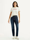Women's 724 Navy Slim Straight Fit Mid Rise Jeans