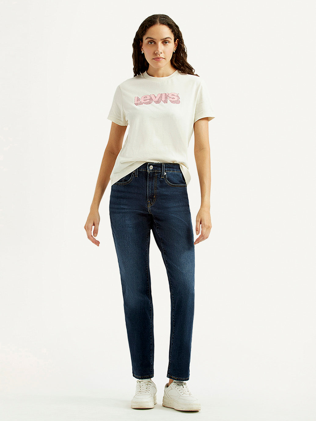 Women's 724 Navy Slim Straight Fit Mid Rise Jeans