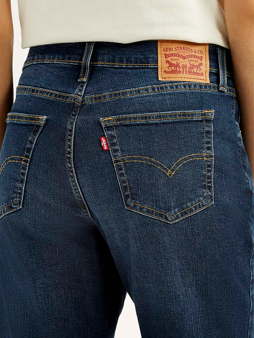 Women's 724 Navy Slim Straight Fit Mid Rise Jeans
