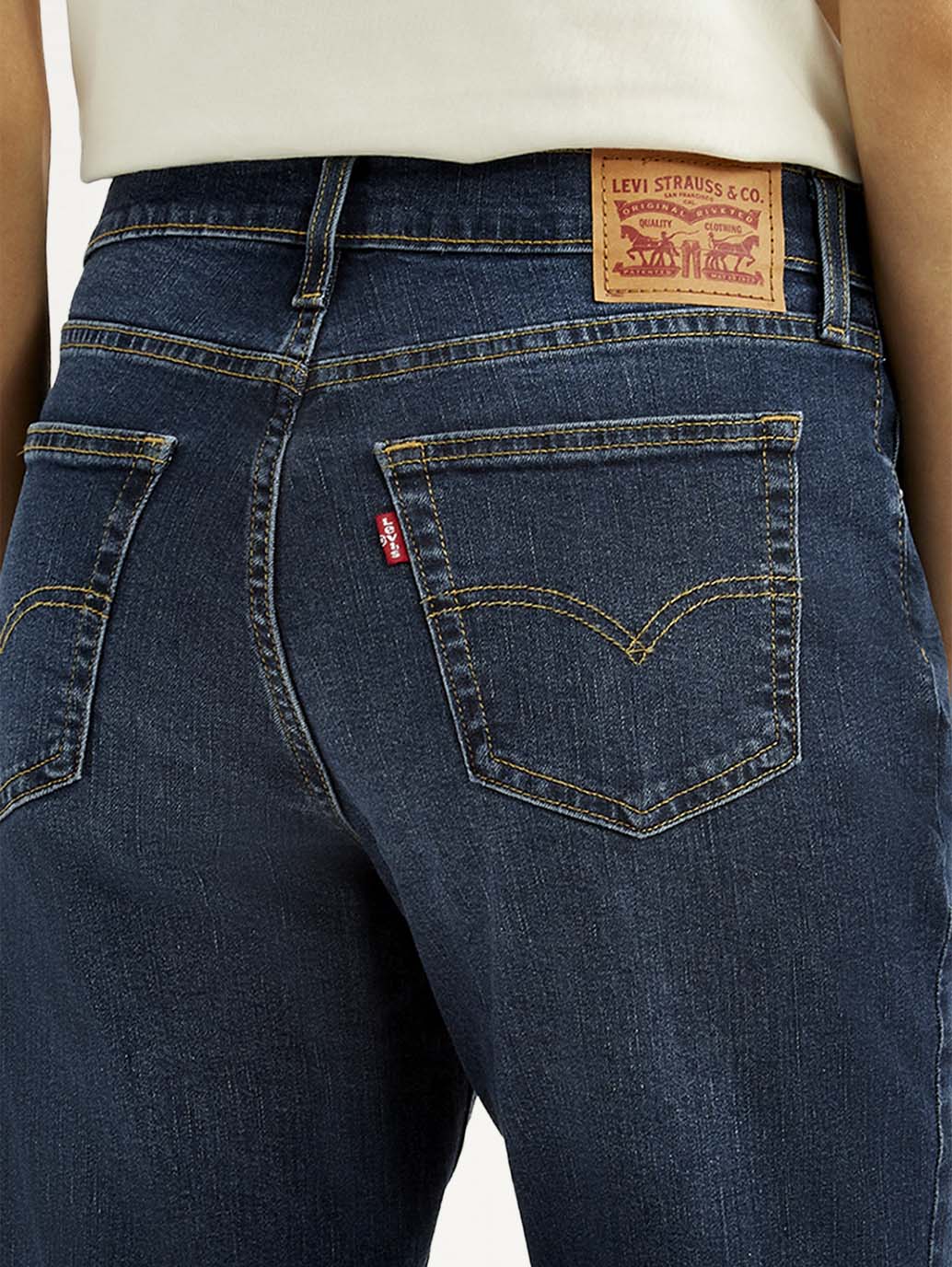 Women's 724 Navy Slim Straight Fit Mid Rise Jeans