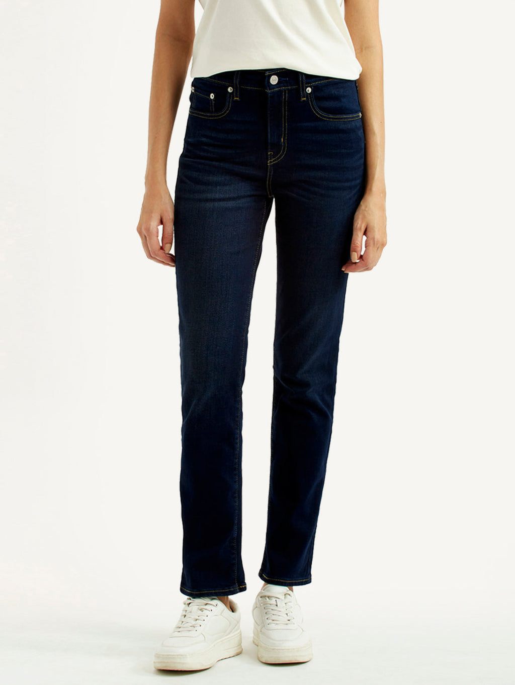 Women's 724 Dark Blue Slim Straight Fit High Rise Jeans