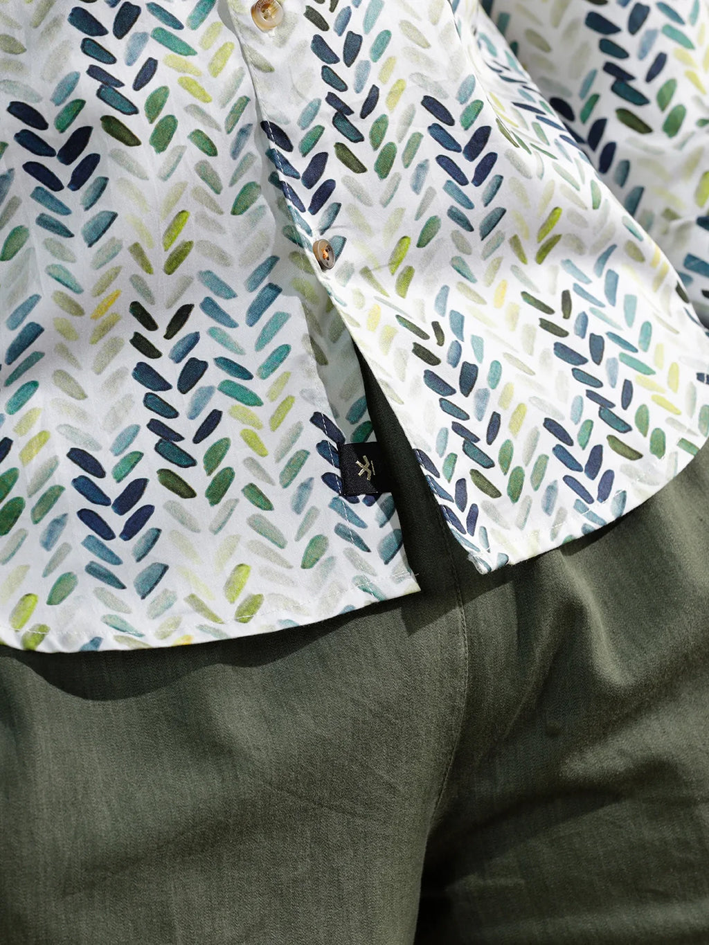 Printed Satin Slim Fit Shirt | White
