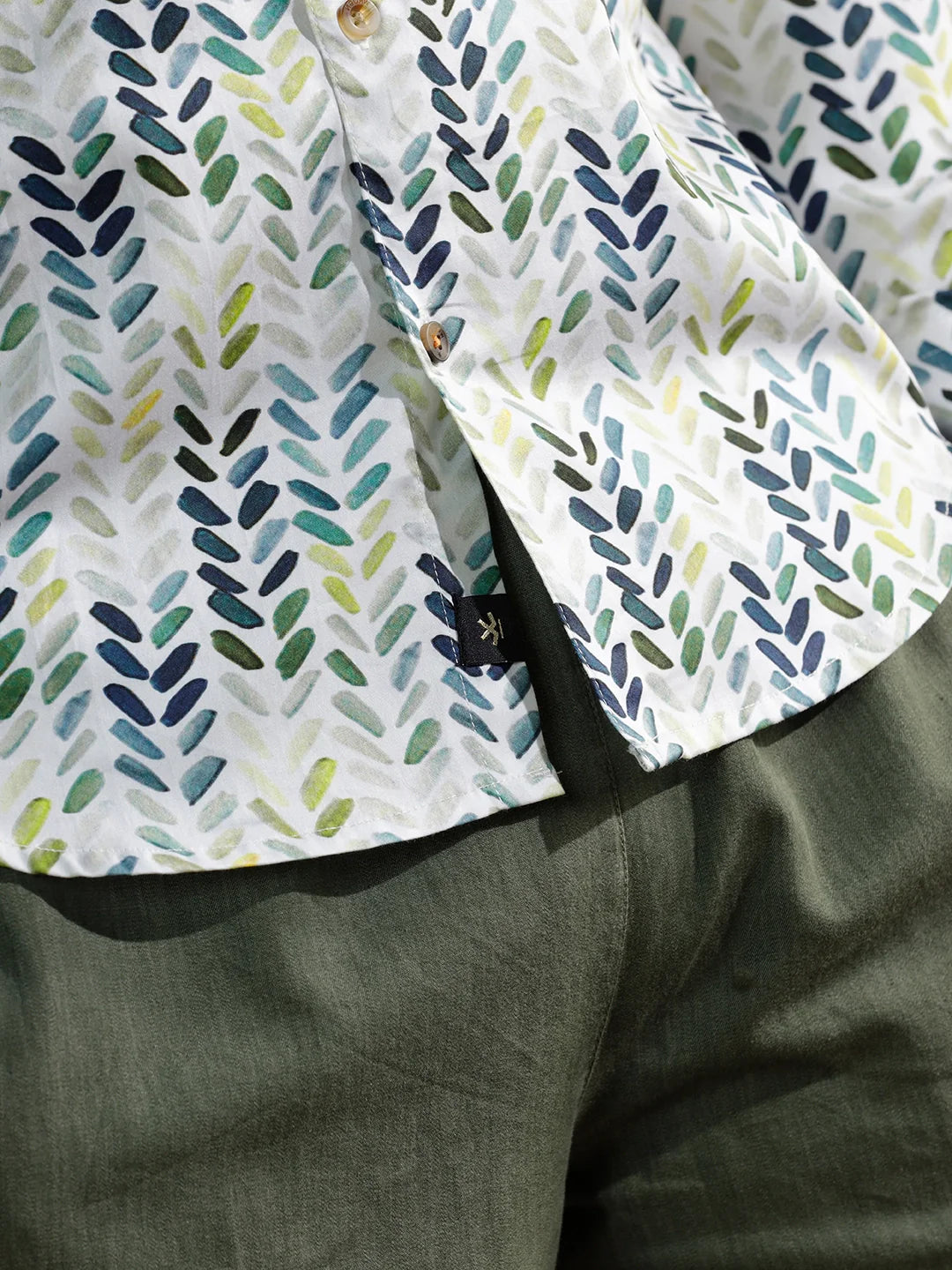 Printed Satin Slim Fit Shirt | White