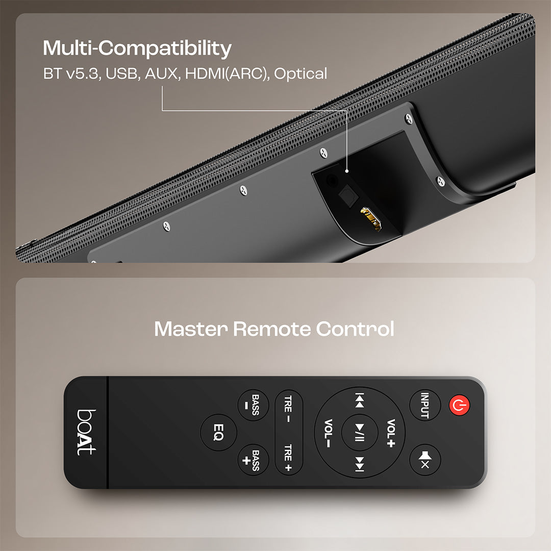 boAt Aavante Bar 1500 Pro | 120W Bluetooth Soundbar, 2.1 channel surround system, EQ Modes, Master Remote Control