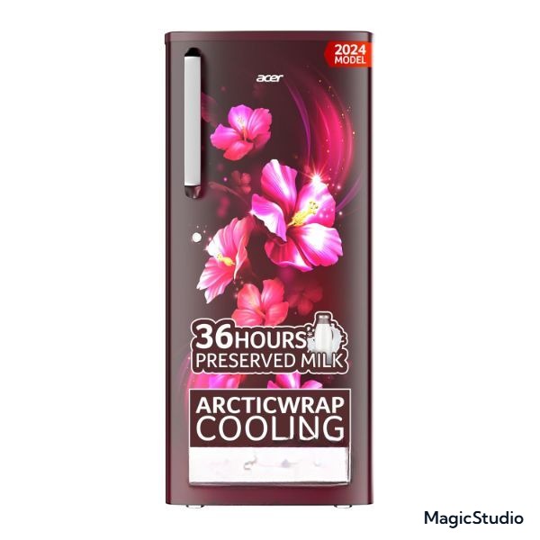 Acer 190L 2 Star Direct-Cool Single Door Refrigerator (AiSense, AR190AD2FWTD, WINE FLOWER TIANA)