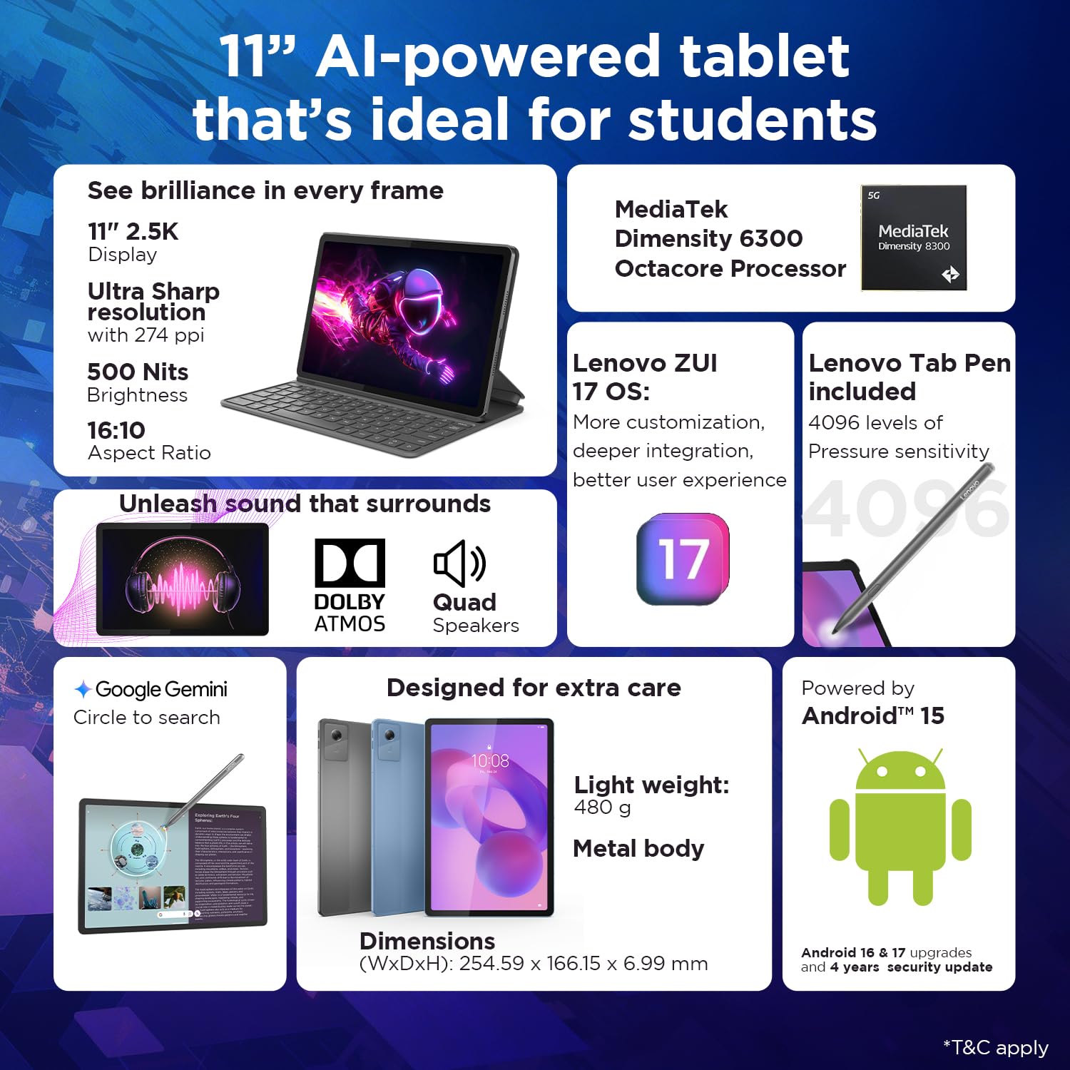 Lenovo Idea Tab with Pen|5G + Wi-Fi|11 Inch,2.5K Display with 500 Nits Brightness|8 GB RAM + 256 GB ROM