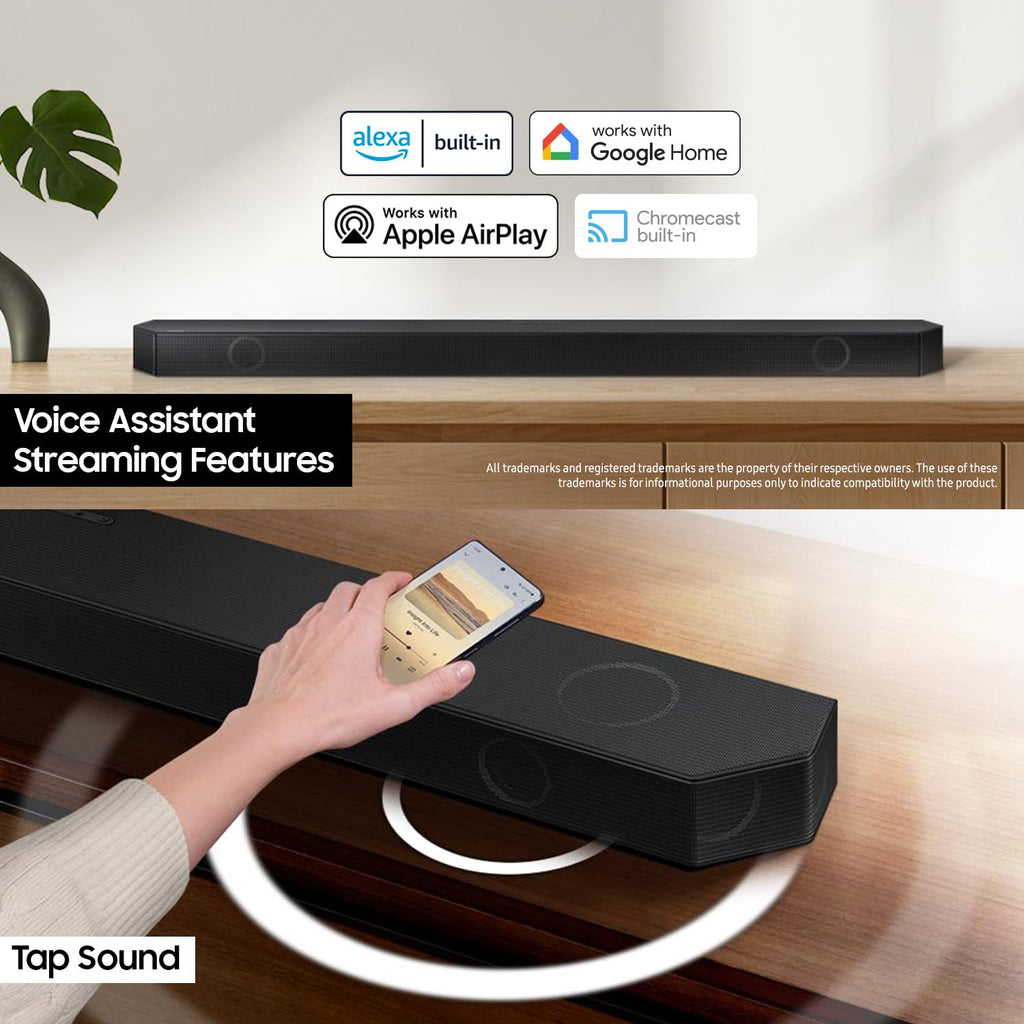 Samsung 656 W 11.1.4 ch (HW-Q990D/XL) Wireless Dolby Atmos Soundbar with Subwoofer, Center/Up/Side Firing Speakers, Surround Sound, Built-in Alexa, AirPlay2, Wi-Fi, Bluetooth, HDMI (Graphite Black)