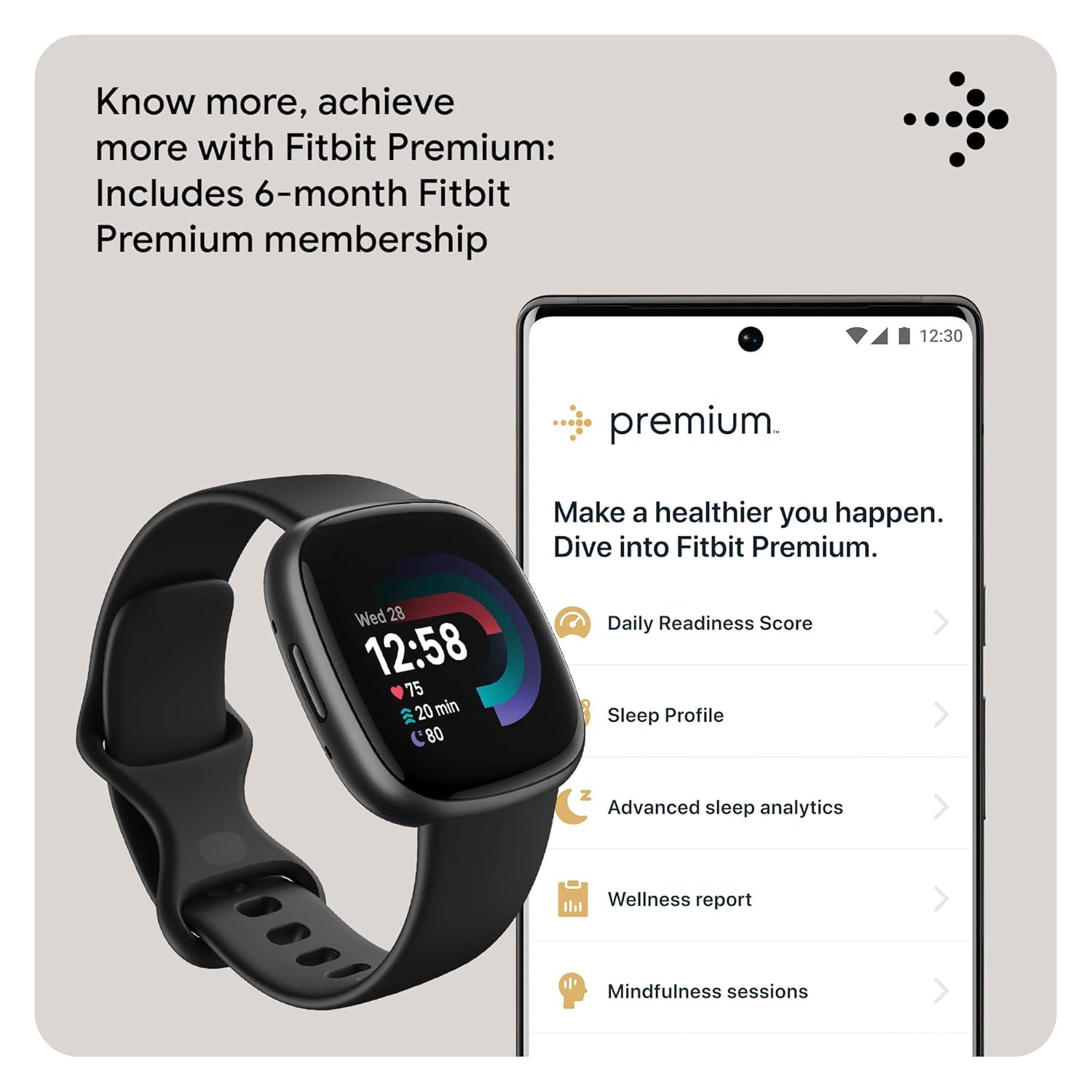 Fitbit Versa 4 Fitness Smartwatch with Daily Readiness, GPS, 24/7 Heart Rate, 40+ Exercise Modes, Sleep Tracking and more, One Size (S & L Bands Included)