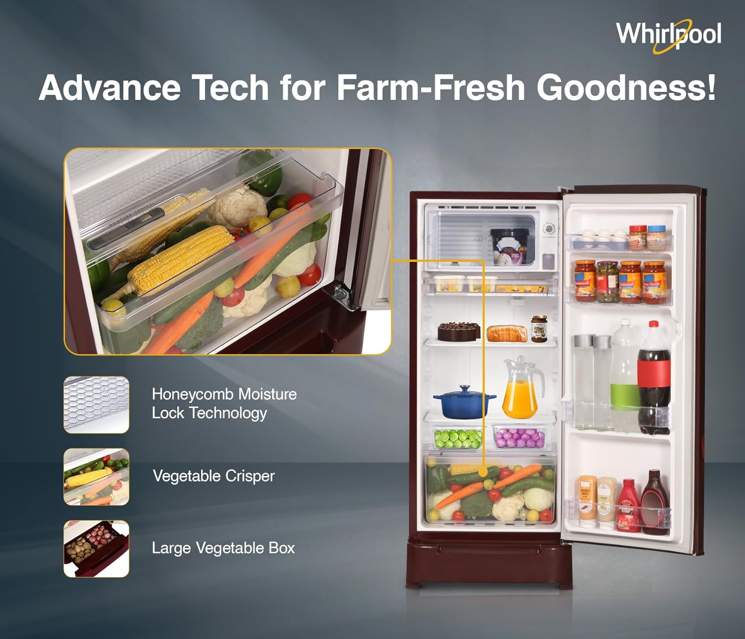 Whirlpool 184 L 5 Star Direct-Cool Single Door Refrigerator (205 WDE ROY 5S Inv SAPPHIRE SPRING-Z)
