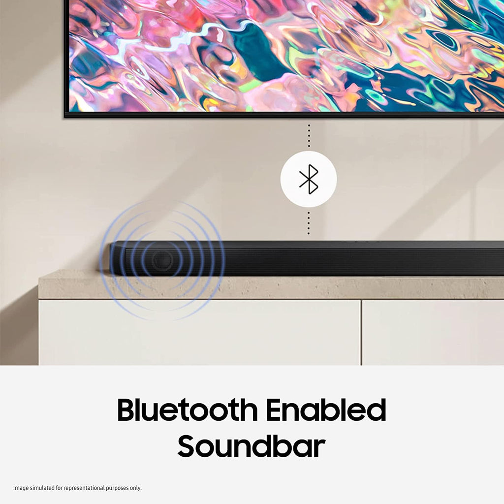 Samsung Q-Symphony Soundbar (HW-Q600C/XL), USB, Bluetooth with 3.1.2 Channel, Wireless Subwoofer, and 2 Up-Firing Speakers, Dolby Atmos Music (Black)
