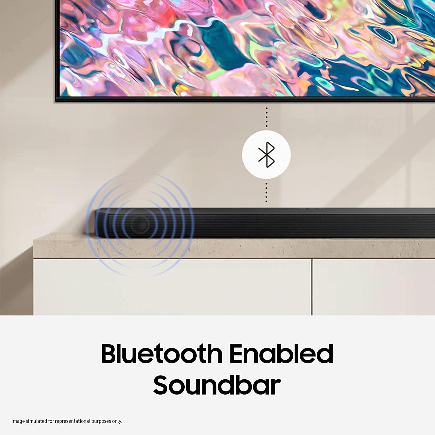 Samsung Q-Symphony Soundbar (HW-Q600C/XL), USB, Bluetooth with 3.1.2 Channel, Wireless Subwoofer, and 2 Up-Firing Speakers, Dolby Atmos Music (Black)