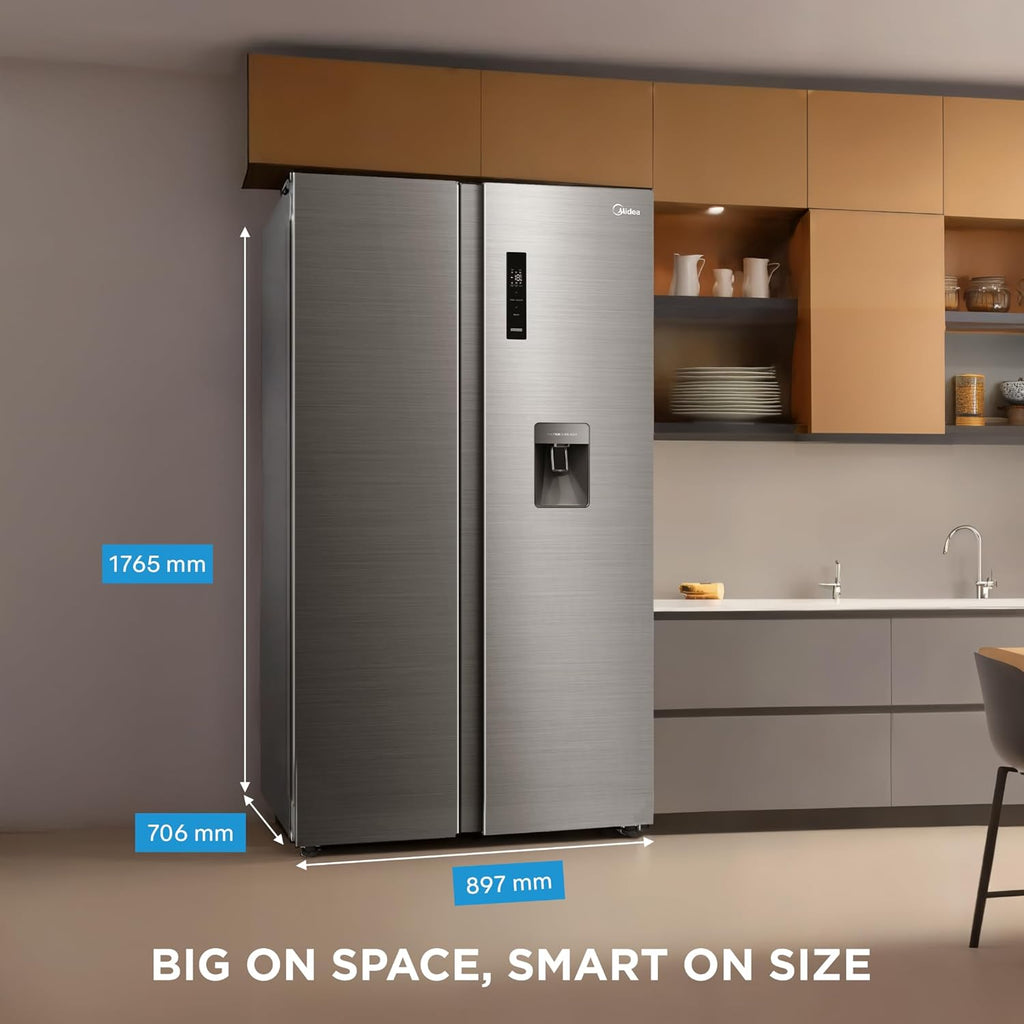 Midea 560 L Side By Side, Water Dispenser,Inverter, (MDRS704FGF46 Bru Steel)