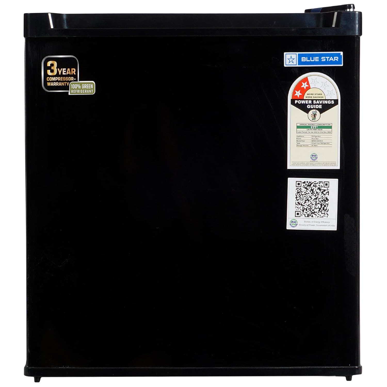 Bluestar 47 Litres 2 Star Minibar Refrigerator with Adjustable Temperature, Toughened Glass Shelf (MR60-GB, Black)