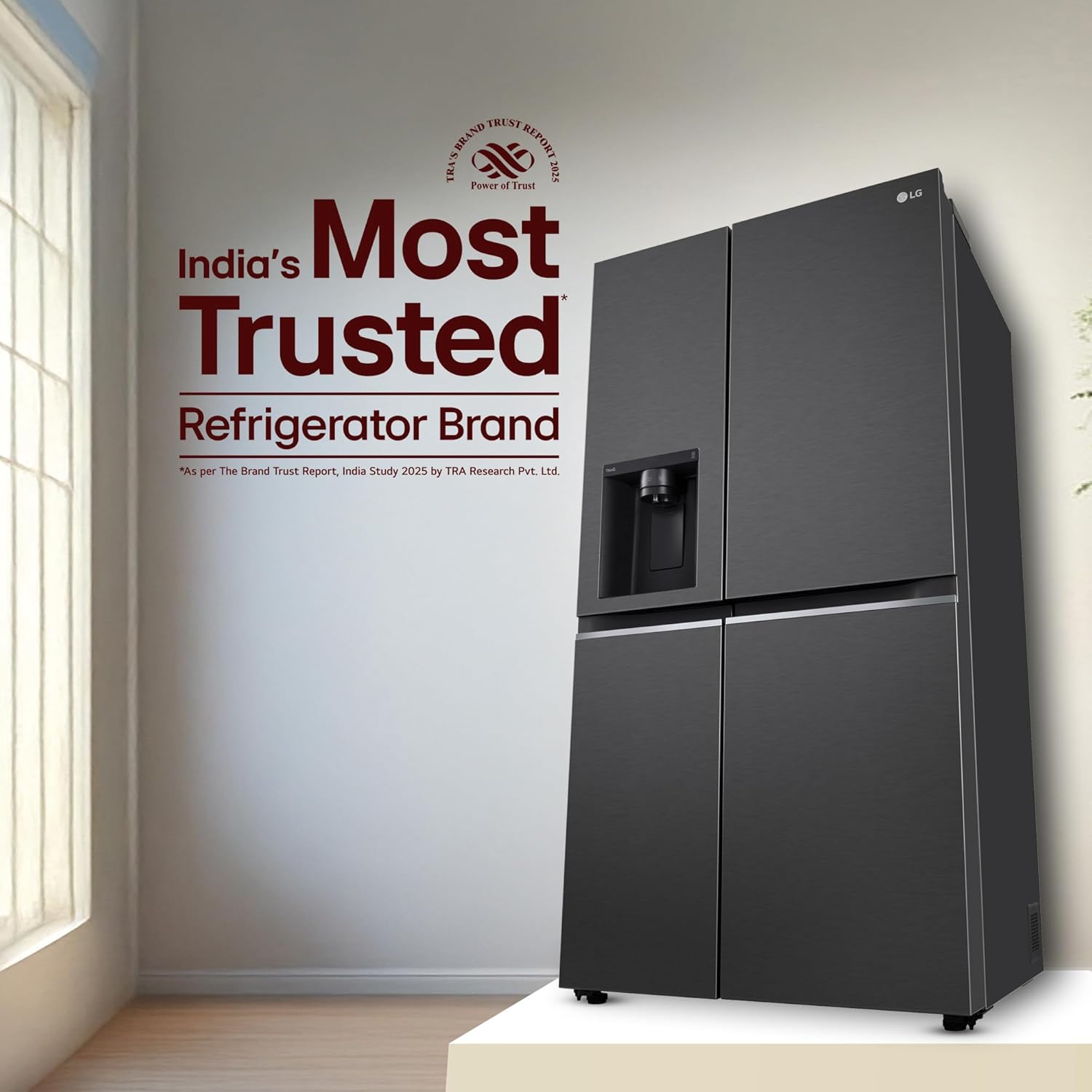 LG 630 L, 3 Star, Frost-Free, Double Door, Door Cooling+, Hygiene Fresh+, Smart Inverter, Wi-Fi Convertible Side By Side Refrigerator with AI ThinQ (GL-L257CMC3, Matt Black, Ice & Water Dispenser)