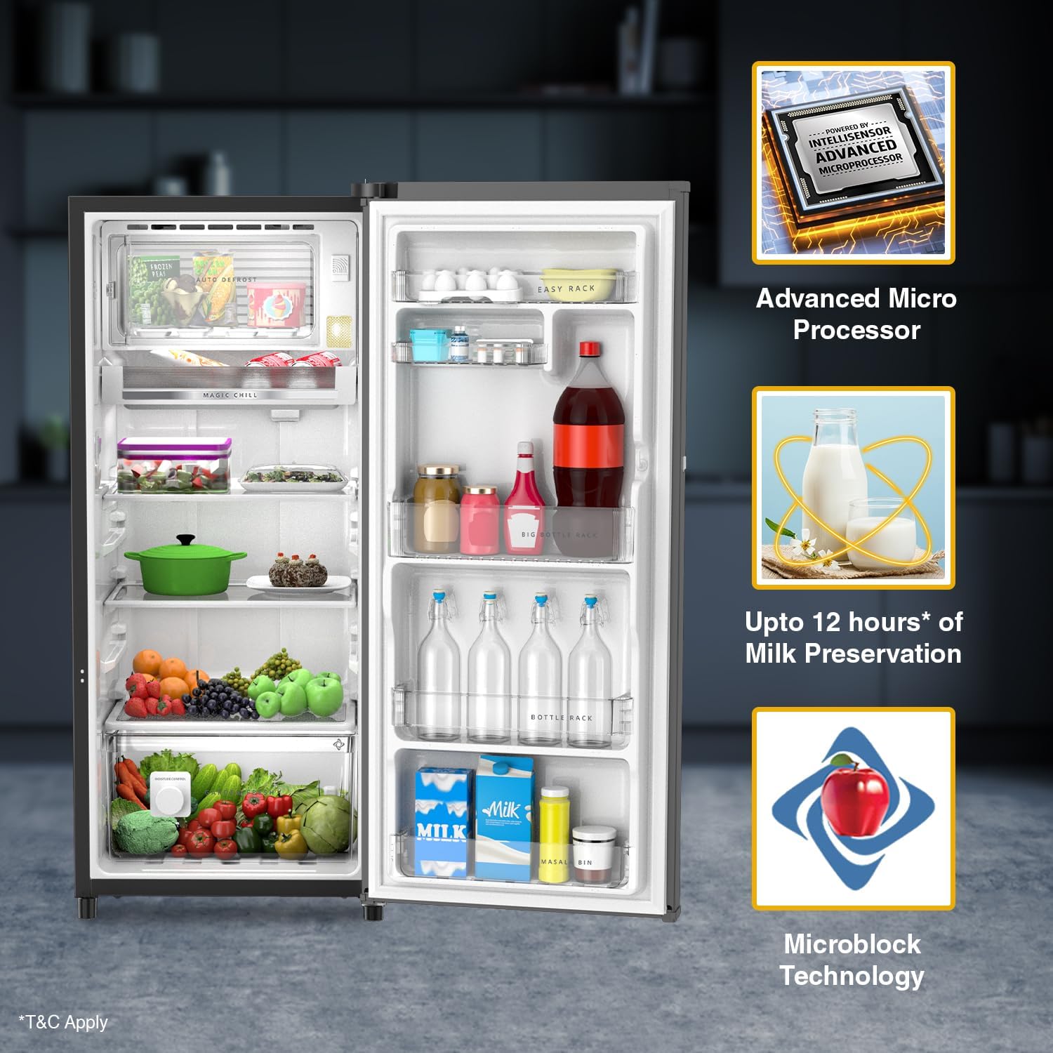 Whirlpool 192 L Direct Cool Single Door 3 Star Refrigerator (Radiant Steel-Z, 215 VMPRO PRM 3S RADIANT STEEL-Z)