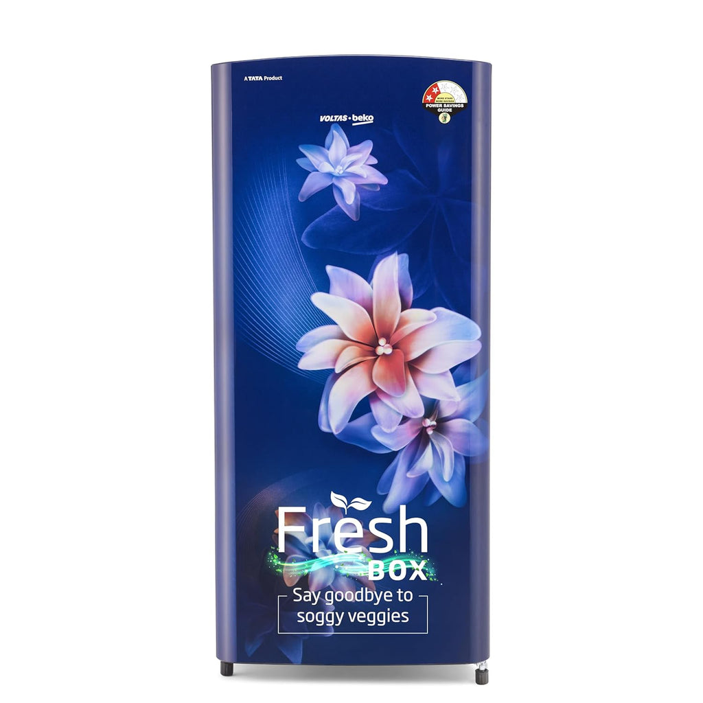 Voltas Beko, A Tata Product 183 L 2 Star Direct Cool Single Door Refrigerator (RDC215D/S0WBR0M0000GO, Hairline Blue, With Fresh Box Technology